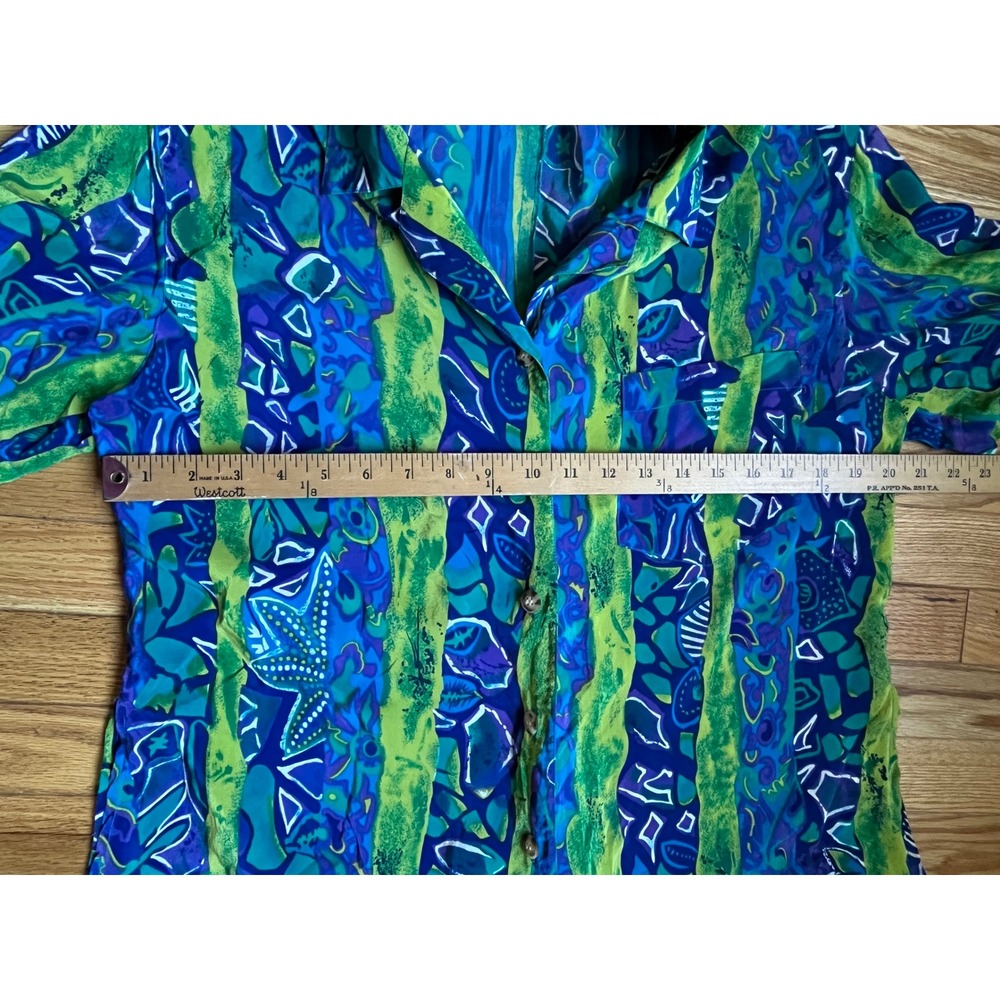 Casual Corner Vintage 90s 100% Silk Oversized Lagenlook Art to Wear Shirt M - Picture 5 of 7